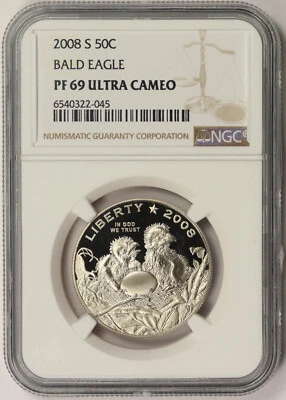 2008-S Bald Eagle Modern Commemorative Half Dollar 50C Proof PF 69 Ultra Cam NGC - Image 1 of 4