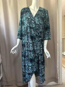 Neu Catherines 3/4 Ärmel Fluss Wickelkleid 1X 18/20W - Bild 1 von 10