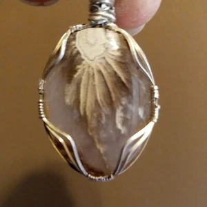 One Of A Kind Handmade Wire Wrapped Purple Moss Agate Pendant - Picture 1 of 9