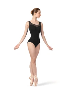 Bloch Ladies Elosia Tank Leotard Mesh Panels Twist Back Detail L8435 Black - Picture 1 of 3