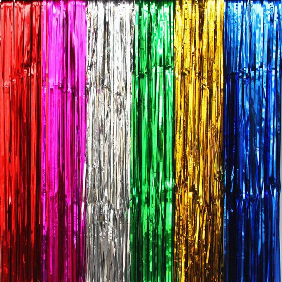 Foil Door Curtain Tinsel Decor Birthday Party Celebration Decoration Back Drop - Image 1 of 1