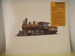 ARTIST RENDERED COLOR DRAWING OF THE ORIGINAL GREAT NORTHERN TRAIN #351, SIGNED - Picture 1 of 6