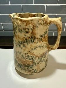 Antiker Schwammkrug gelb/grün/braun - ca. 7" hoch - Bild 1 von 9