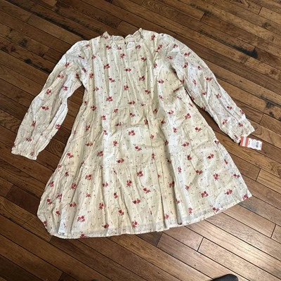 Cat &Jack Girls Long Sleeve Off White Floral Dress XXL (18) MSRP $20 NWT - Image 1 of 4