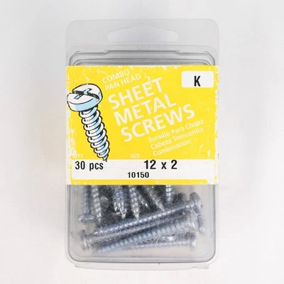 MIDWEST - 10150 - 12 x 2 Combo Pan Head SHEET METAL SCREWS - Qty 30 NOS - Image 1 of 4