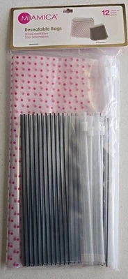 MIAMICA Dots & Stripes 可重新密封拉链储物袋 2 种尺寸 M & L - 12 件套 — 第 1/4 张图片