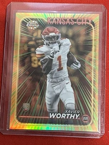 Xavier Worthy 2024 Topps Chrome Radiating Rookies SP #RR-16 Custodia Hit RC - Foto 1 di 7
