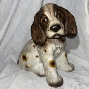 Figura de Perro De Colección Springer Cocker Spaniel Inglés Marrón Beige Blanco Ojos de Vidrio - Imagen 1 de 8