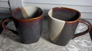 Pfaltzgraff Brownstone Coffee Mugs 2 Sango Stoneware Eclipse Dark Brown to Light - Picture 1 of 7