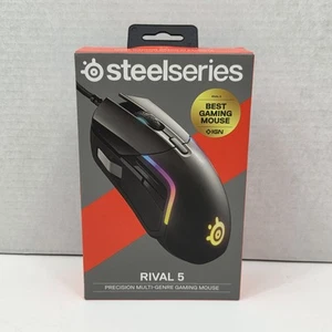 Steelseries Rival 5 Wired Gaming Mouse, Optical Sensor, Lightweight, Black, New! - Afbeelding 1 van 6