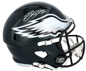 Saquon Barkley Autographed Eagles SB LIX Champions Logo Speed Helmet Fanatics - Picture 1 of 4