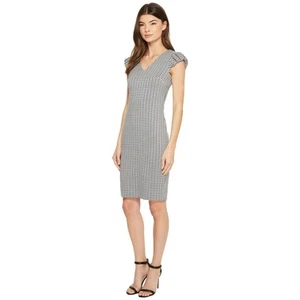 NWOT Calvin Klein Black & White Gingham Print Shift Dress Size 6 Exposed Zipper! - Picture 1 of 3