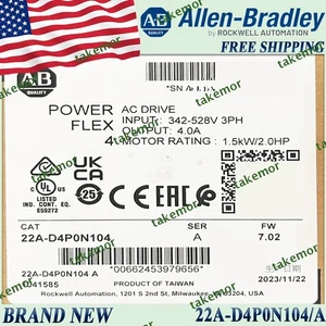 Factory Sealed 22A-D4P0N104/A PowerFlex 4-1.5kW (2HP) AC Drive AB 22A D4P0N104 A - Picture 1 of 5