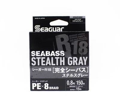 Seaguar P.E Line R18 Seabass 150m Size 0.8 15lb Stealth Gray (8245) - Image 1 of 4