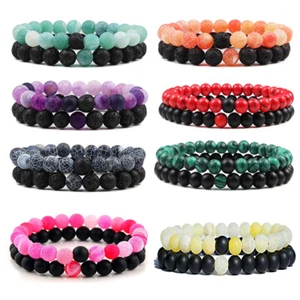 Wholesale 50 Pcs Natural Stone Bracelets Men's Chakra Healing Power Bangles Lot - Picture 1 of 12