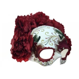 Day of the Dead Dia de los Muertos Embroidery Half Face Masquerade Mask [Red] - Picture 1 of 3