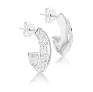 CZ Half-Hoop Ohrstecker Sterlingsilber rhodiniert - Bild 1 von 7