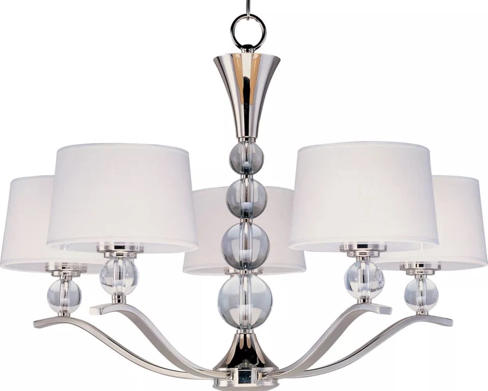 Maxim 12755 Nickel Rondo 31" Chandelier With Crystal Accents & Fabric Shades - Image 1 of 4
