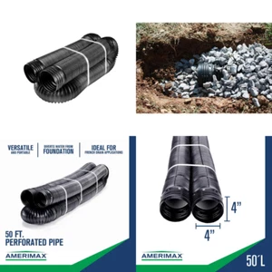 4 In X 50 Ft. Copolymer Perforated Drain Pipe Flex-Drain Polypropylene ASTM - Picture 1 of 11