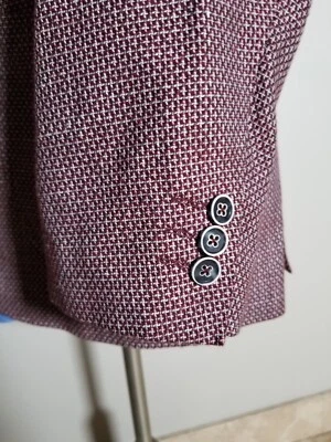 54 44R HT ML бордовый красный желтовато-коричневый геометрический 4 сезона Твидовая спортивная куртка пальто блейзер - Изображение 1 из 4