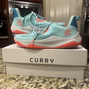 Under Armour 3026899 300 UA Curry Hovr Splash 3 Blue White Shoes Mens Sz 10 EUC - Picture 1 of 19
