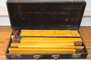 Vintage Mah Jong Butterscotch Bakelite Tiles with Butterscotch Catelin Racks... - Picture 1 of 24