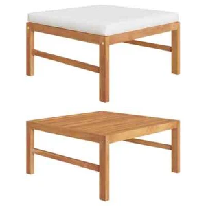 NNEVL Footrest with Cream Cushion Solid Teak Wood - Picture 1 of 4