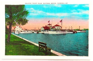 Halifax Yacht Club Florida Postcard Vintage Linen Daytona Beach River Travel - Picture 1 of 2