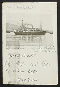 148-BARCOS Y BARCOS -ALEMANIA -Línea Hamburgo-América. A bordo del vapor - Imagen 1 de 2