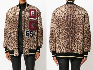 Dolce Gabbana Leopard Bomber Jacket Parka Oversize Blouson Coat New 38 IT - Picture 1 of 12