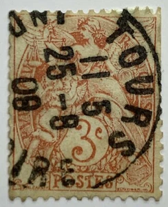 1908 "TOURS" SON CANCEL ON 3C FRANCE STAMP - Picture 1 of 3