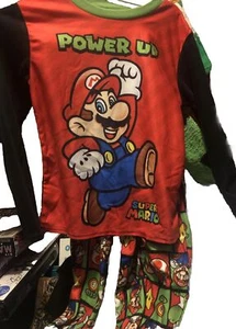 NWT NINTENDO Mario Pajama Set Boys Med 8 Sleepwear Bros Fleece Stretch Soft - Picture 1 of 6