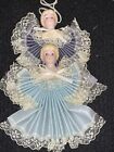 Victorian Porcelain Angels Ornament Bisque Head Material Wings Christmas