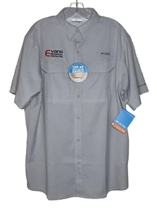 Columbia PFG Low Drag Shirt Mens M Gray Short Sleeve Button Up Omni Shade - Picture 1 of 14