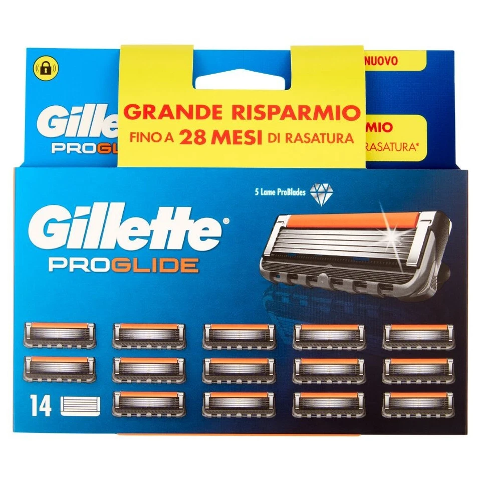 GILLETTE ProGlide LAMETTE DA BARBA 14 RICAMBI (da 5 Lame) Delicatezza Elevata NY