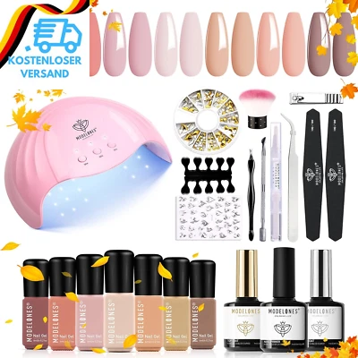 BESUCHE DEN MODELONES-STORE Modelones UV Nagellack Set Mit Lampe 48W, 7 Farben Shellac Set Starterset Rosa N