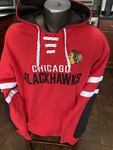 NEU Chicago Blackhawks Sweatshirt mit Kapuze zum Schnüren rot schwarz 2XL neu mit Etikett - Bild 1 von 6