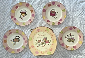 Rosanna Salad/Dessert Plates 8" Lot of 4 French Fashion "Fashion Accessories” - Picture 1 of 3