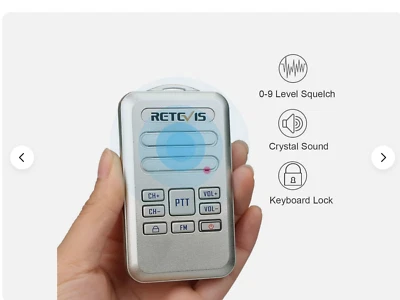 PAIR Retevis RT20 Rechargeable Walkie Talkies Adults Seniors Kids Wearable Mini - Image 1 of 4