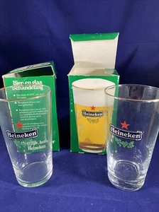 heineken glasses original box printed scandinavian 5 1/2 in gold trim Man-cave - Picture 1 of 7