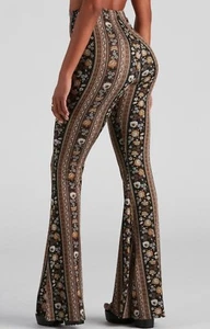Vintage-Inspired boho Womens Bell Bottom Pants aztec wide leg flared - Picture 1 of 5