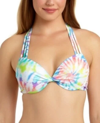 NWOT California Waves Tie-Dye Underwire Push-Up Bikini Top size large - Image 1 of 4