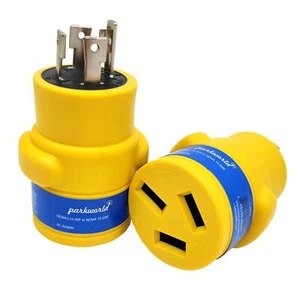 Parkworld 62954 NEMA L14-30P to 10-50R One Piece Compact Adapter Yellow - Bild 1 von 5
