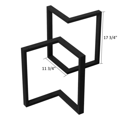 Juego de 2 patas laterales de metal con base negra para mesa de centro con patas de mesa en forma de L Foto 1 de 4