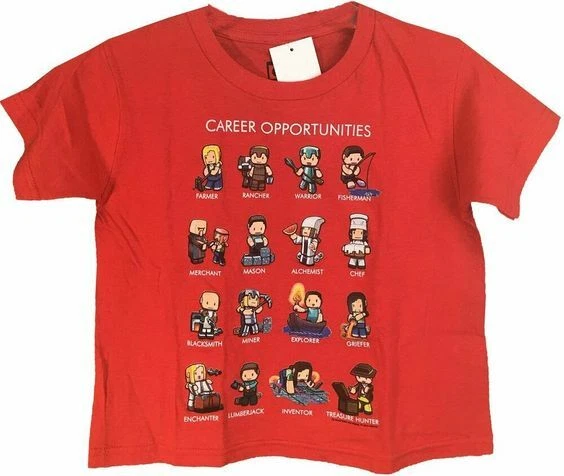 Camiseta Minecraft Career Opportunities Niño Personaje Rojo Elige Talla Foto 1 de 1