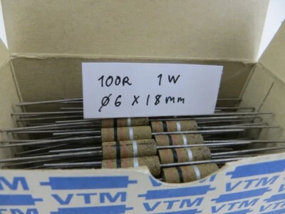 8X 100 ohm 1W carbon composition resistor Vitrohm vintage.