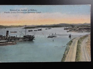 Panama: Steamer at Anchor BALBOA Pacific Coast Entrance PANAMA CANAL - Imagen 1 de 1