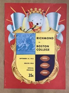 UNIV. OF RICHMOND vs. BOSTON COLLEGE - COLLEGE FOOTBALL PROGRAM - 1952 - EX - Picture 1 of 1