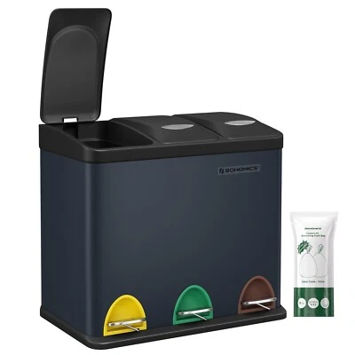 Mülleimer Abfalleimer Edelstahl Recycling Papierkorb Mülltrenner Küche LTB24GS - Bild 1 von 4