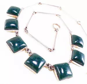 925 Sterling Silver Natural Green Guatemalan Jade Toggle Necklace 18" - Picture 1 of 14